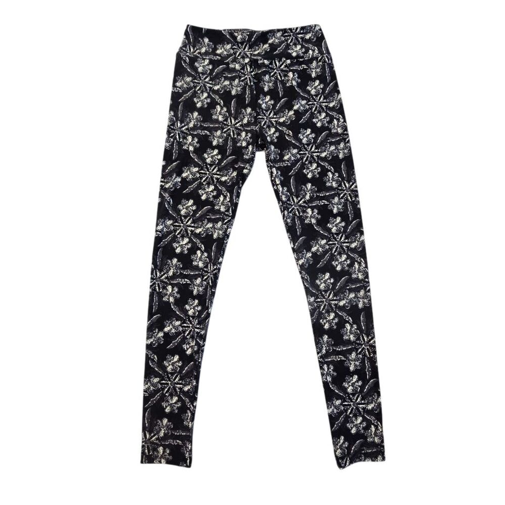 LuLaRoe Leggings Women One‎ Size Black White Floral Mandala Winter Buttery Soft